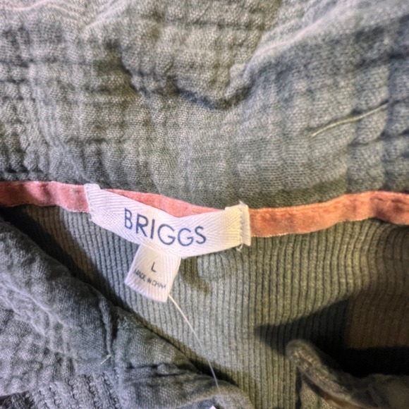 BRIGGS Women's Green Waffle Knit Button Down Shirt Top Long Sleeve Size L - Picture 4 of 9